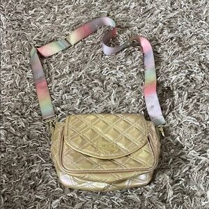 Betsey Johnson Quilted Gold Crossbody Bag